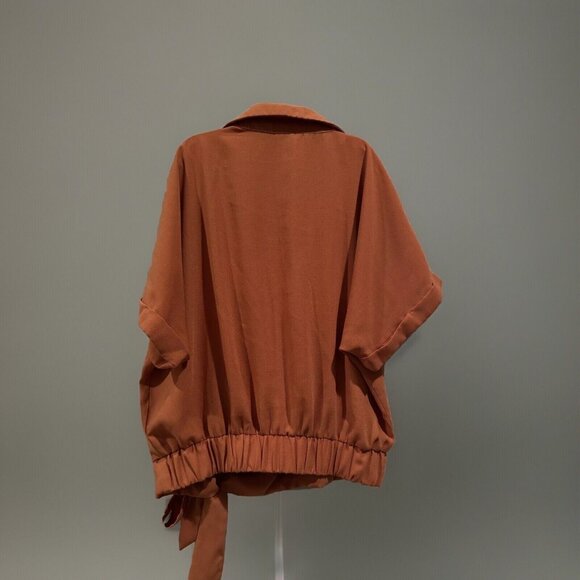 Sweet Rain V-neck Tie Front Collar Blouse Rust Orange Juniors Size Medium - Picture 3 of 7